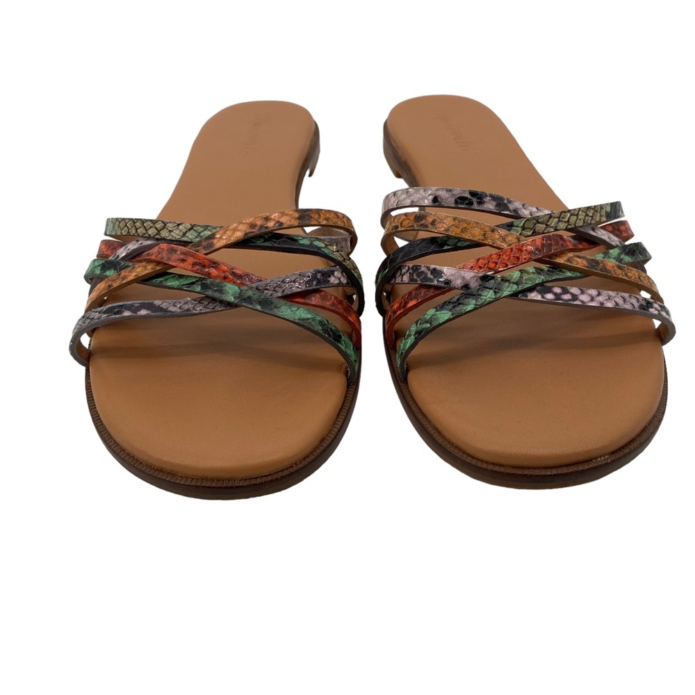 Madewell Tracie Crisscross Leather Snakeskin Embossed Slides 9 - Picture 4 of 11